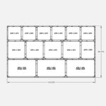144"W 84"H, 3-Tier, 14-Cage Configuration