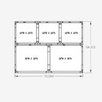 72"W 54"H, 2-Tier, 5-Cage Configuration