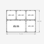 72"W 54"H, 2-Tier, 5-Cage Configuration