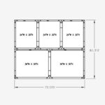 72"W 60"H, 2-Tier, 5-Cage Configuration